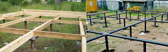 фото Деревянная и металлическая обвязка свайного фундамента