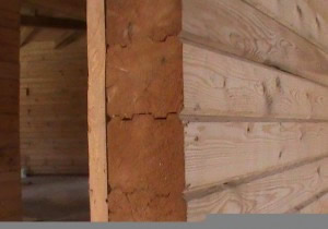 Так выглядит стена сруба  из профилированного бруса