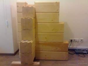 Так выглядит соединение угла из клееного бруса