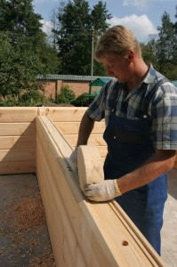 сборка дома из бруса