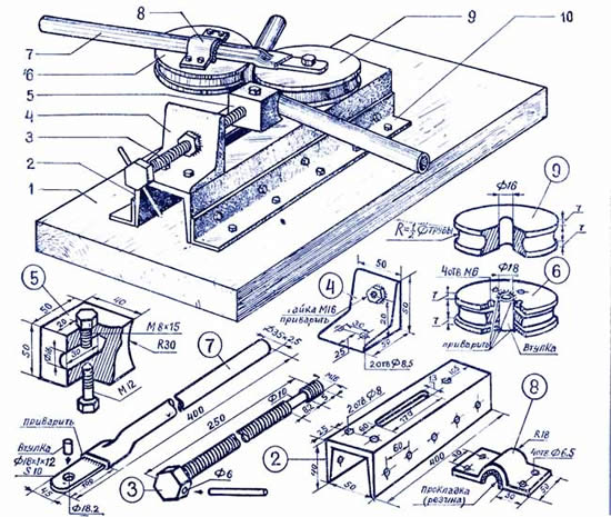 Чертеж станка для гибки профильной трубы