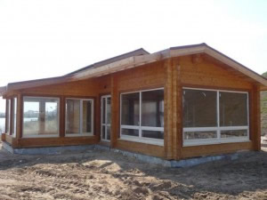 Баня с большими окнами