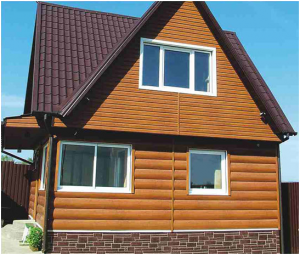 дом обшитый виниловым сайдингом под бревно